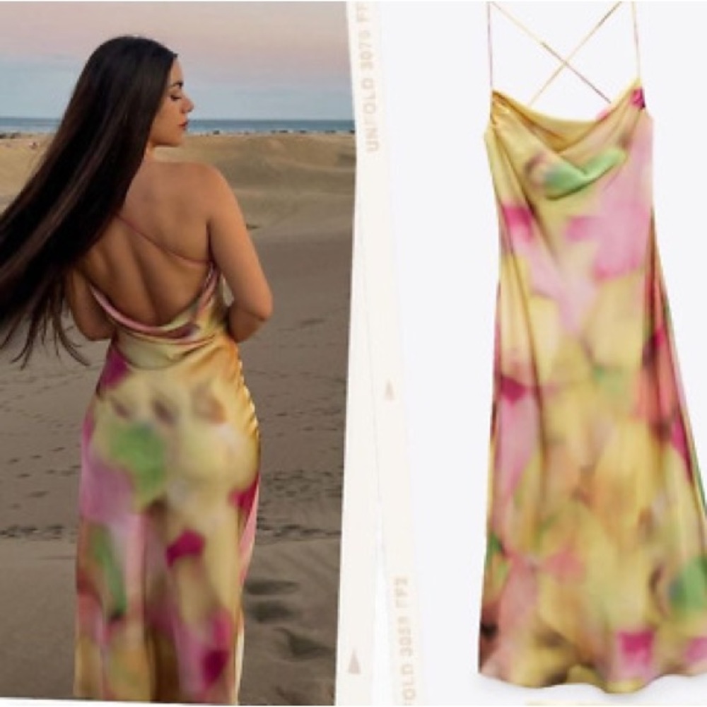Zara Watercolor Tulle Midi Dress
